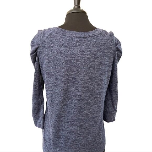 Free People Puff Sleeve Heathered Blue Tee Sz S - Picture 8 of 11